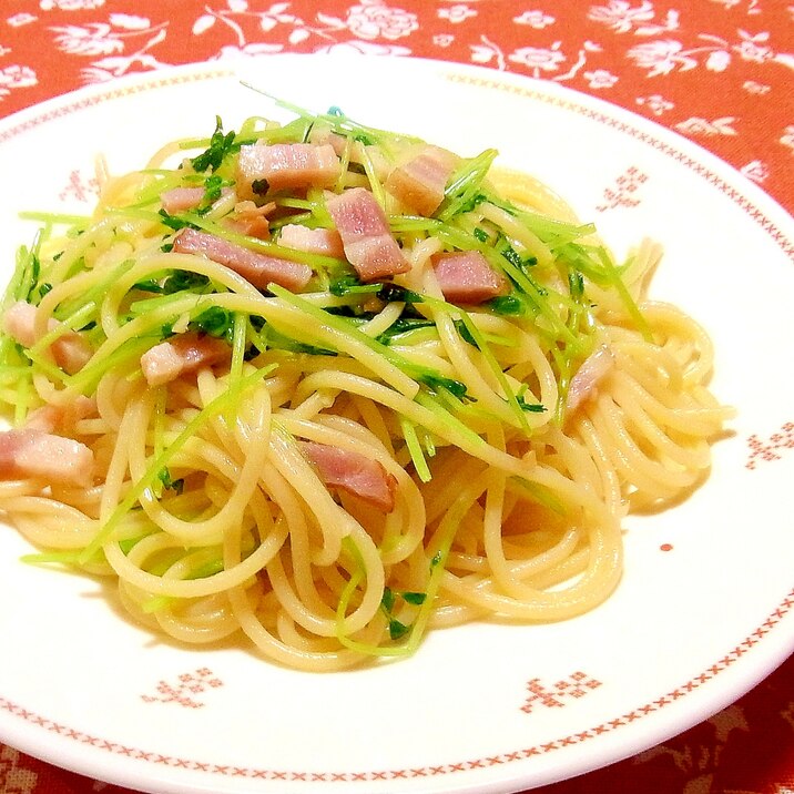 豆苗とベーコンの塩味パスタ レシピ 作り方 By メリッコ 楽天レシピ 豆苗とベーコンの塩味パスタ レシピ 作り方 By メリッコ 楽天レシピ